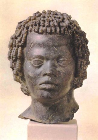 Portrait of a Nubian, dark gray marble; ca. Second Century B.C.